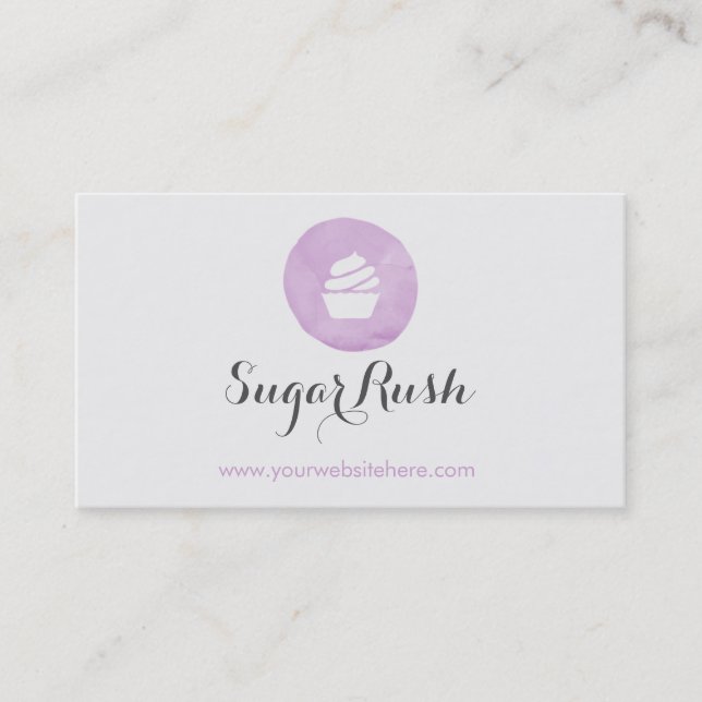 Simple Bakery and Catering Purple Icing Business Card (Front)