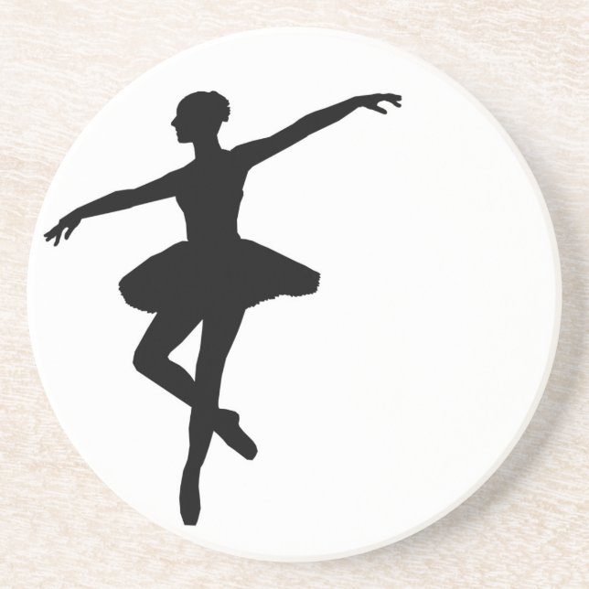 Simple Ballet Black White Ballerina Drink Coaster (Front)