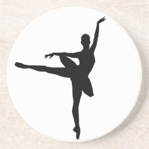 Simple Ballet Black White Ballerina Drink Coaster