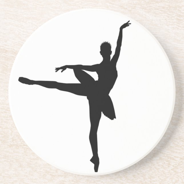 Simple Ballet Black White Ballerina Drink Coaster (Front)
