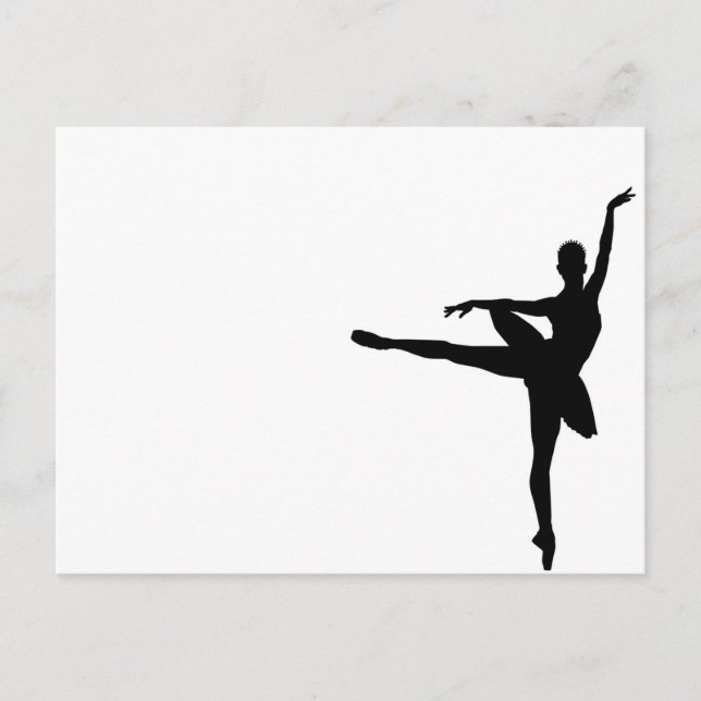 Simple Ballet Black White Ballerina Postcard (Front)