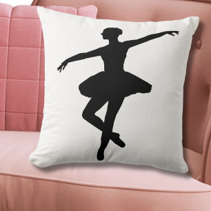 Simple Ballet Black White Ballerina Throw Pillow