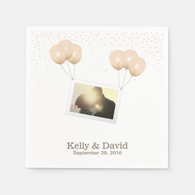 Simple Balloon Photo Chandelier Confetti Wedding Napkins (Front)