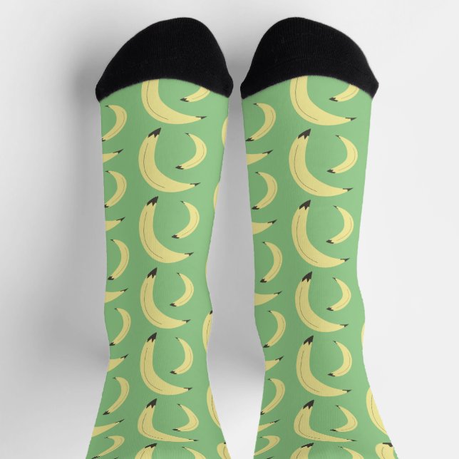 Simple Bananas Fruit Market Pattern Green Socks (Top)