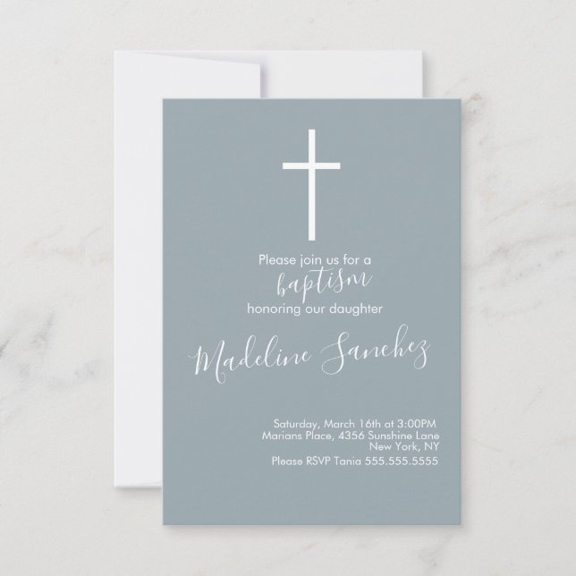 Simple Baptism Cross Baby Dedication  Invitation (Front)