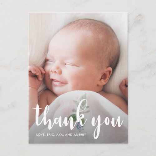 Simple Baptism Thank You with Cross Photo Postcard