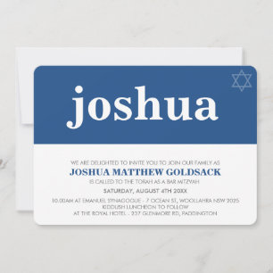 SIMPLE BAR MITZVAH cool modern star of david navy Invitation