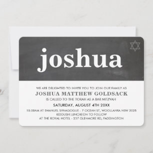 SIMPLE BAR MITZVAH modern star of david chalkboard Invitation