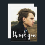 Simple Bar Mitzvah Thank You Star of David Photo Postcard<br><div class="desc">Simple white thank you script typography with full photo on the front,  and a sweet thank you message with a blue star of david and return address on the back of the postcard.</div>