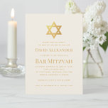Simple Bar or Bat Mitzvah Gold Star of David Ivory Invitation<br><div class="desc">A simple ivory and gold bar mitzvah invitation whose only decoration is the faux gold foil star of David in the upper part (and on the back). All text is in golden caps and can be edited. The background is ivory,  almost white.</div>