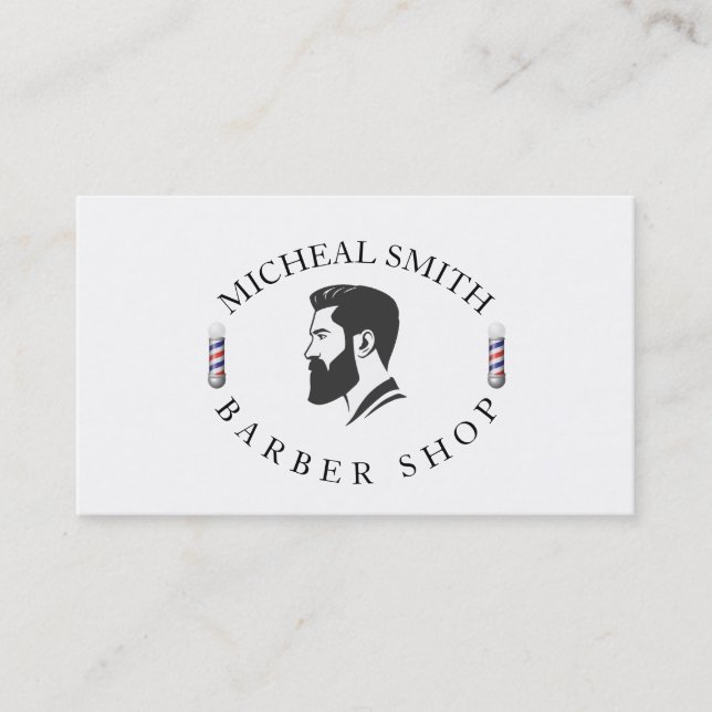 Simple Barber  Business Card (Front)