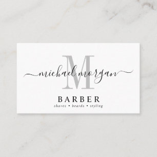 Simple Barber Hair Stylist Modern Script Business Card