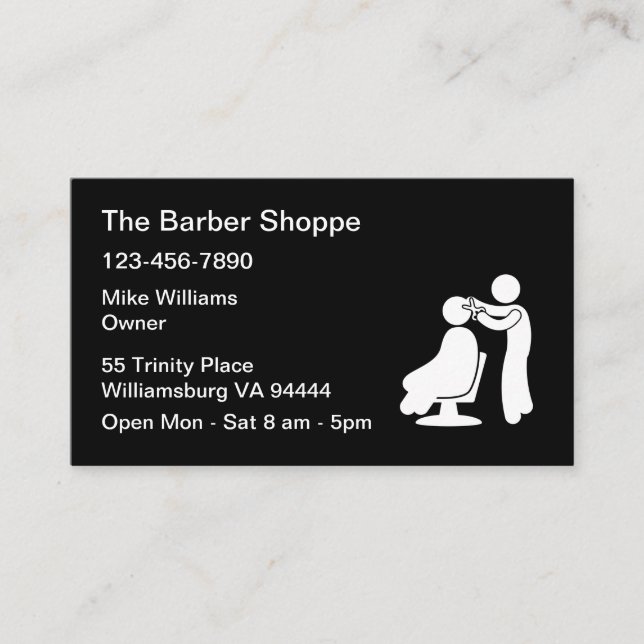 Simple Barber Shop Hair Cutting Business Cards (Front)