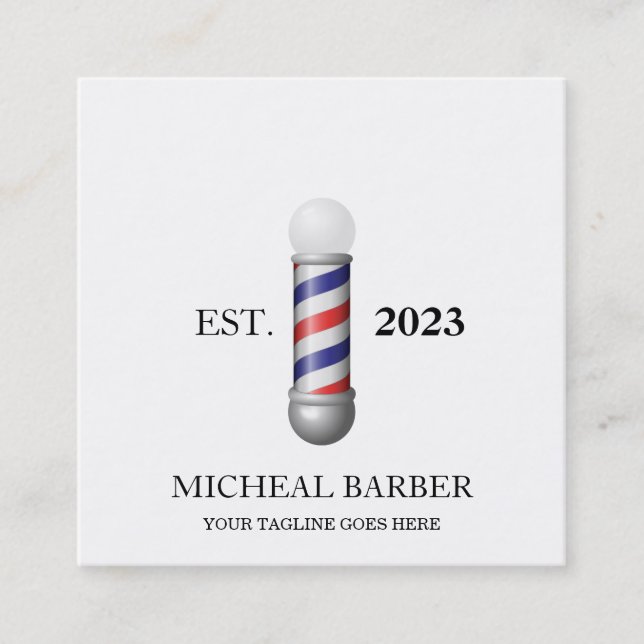 Simple Barber  Square Business Card (Front)