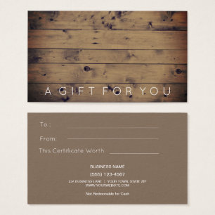 Simple Barn Wood Rustic Gift Card Certificate