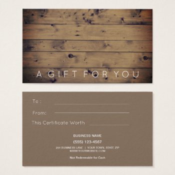 Simple Barn Wood | Rustic Gift Card Certificate by angela65 at Zazzle