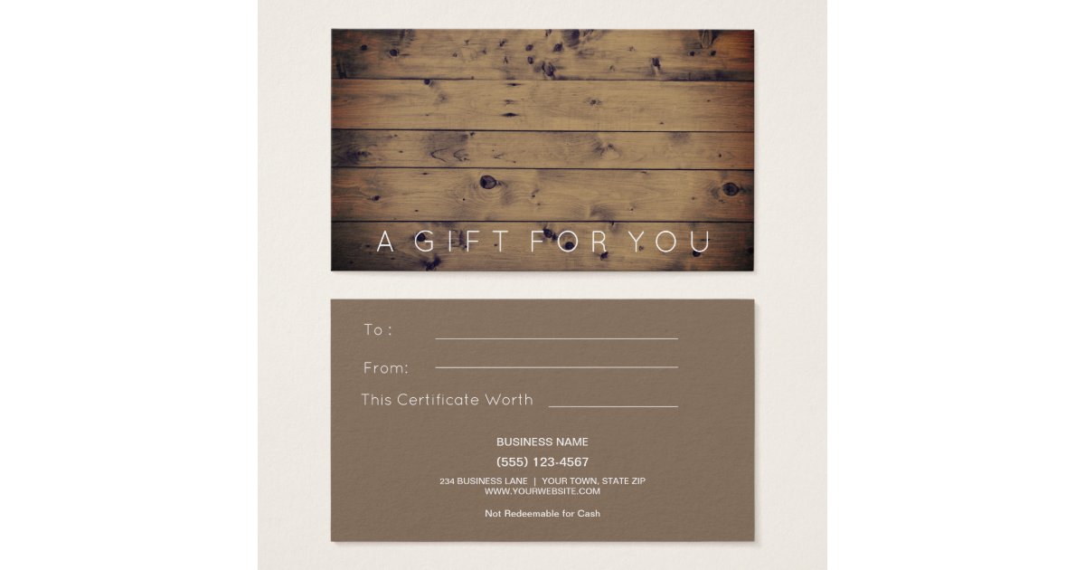 Simple Barn Wood Rustic Gift Card Certificate Zazzle