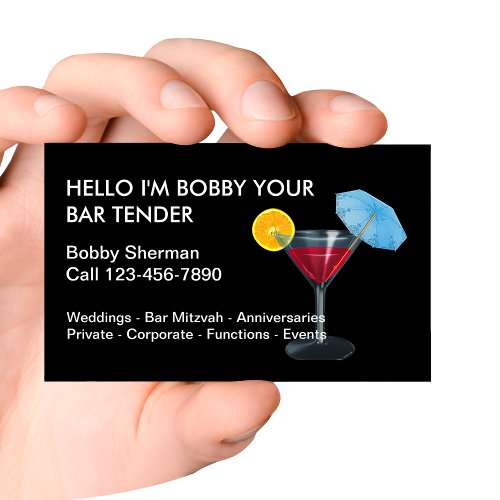 Simple Bartender Business Cards