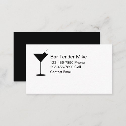 Simple Bartender For Hire Modern Business Cards