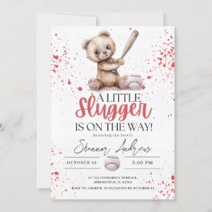 Simple Baseball Baby Shower A Little Slugger Invitation
