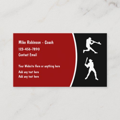 Simple Baseball Coach Business Cards