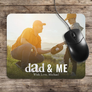 Simple Baseball Photo Calligraphy Daddy and Me Mouse Pad