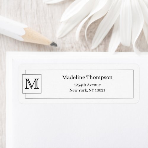 Simple Basic Black Initial Monogram Name Border Label