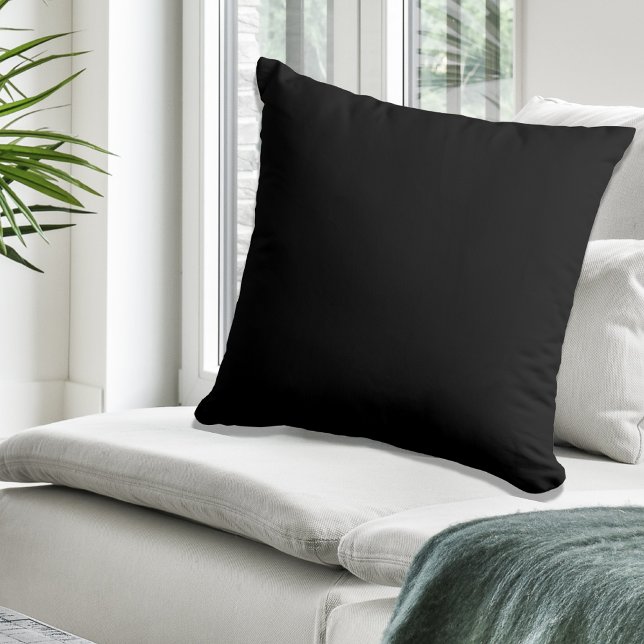 Simple Basic Black Solid Color Simple One Color  Throw Pillow (Every Stylish home nees Basic Black pillows for a bit of Drama)