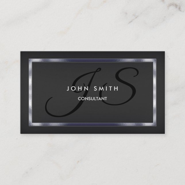 Simple Basic Black, Two-Sided Business Card (Front)