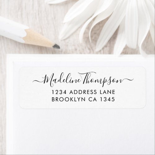 Simple Basic Black White Elegant Script Girly Chic Label