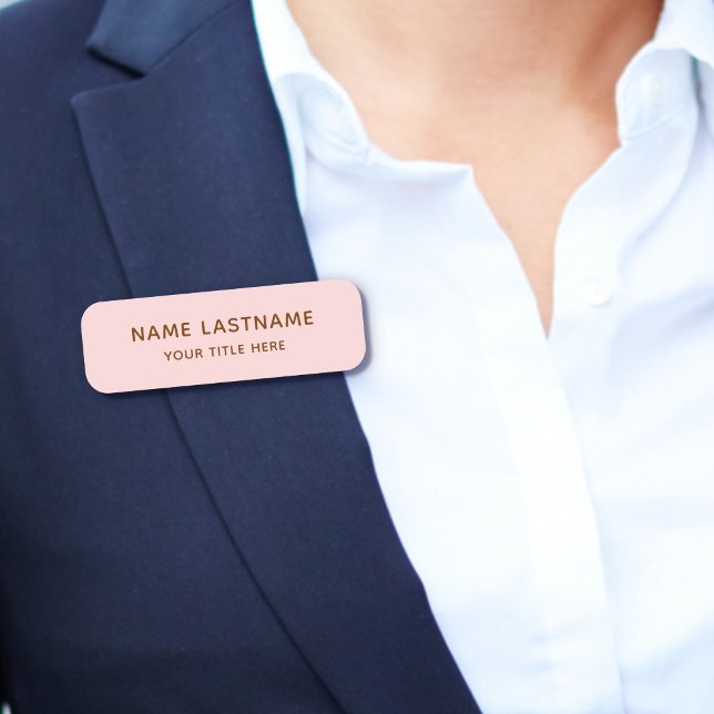 Simple Basic Blush Pink Title Safety Pin Magnetic Name Tag (Creator Uploaded)