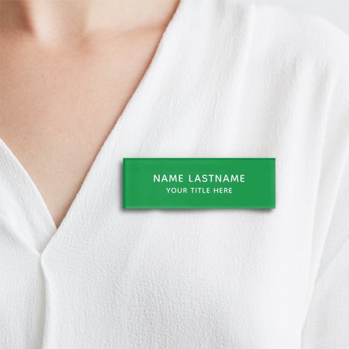 Simple Basic Bright Green Minimal Modern Title Name Tag