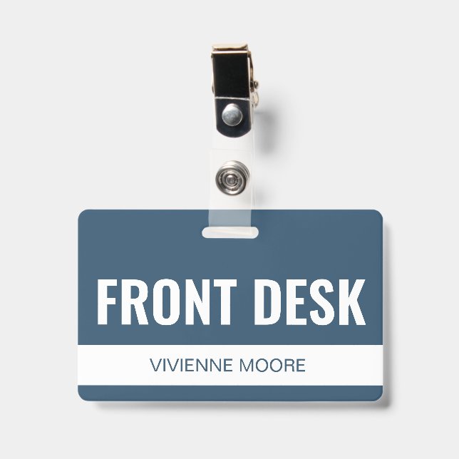 Simple Basic Custom Hotel Front Desk Employee ID Badge (Front with Clip)