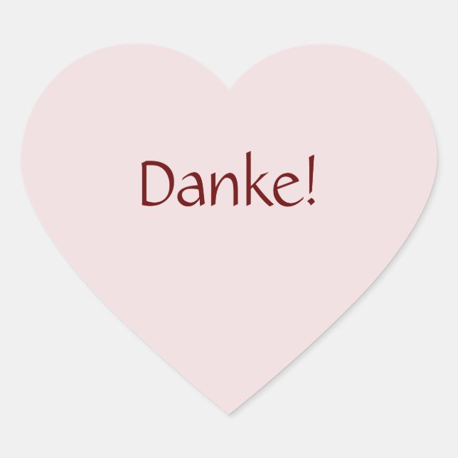 Simple Basic "Danke!" Text Design Heart Sticker (Front)