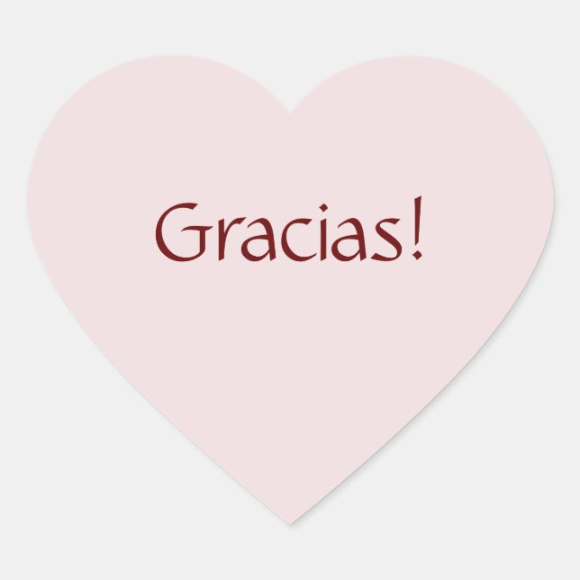 Simple Basic "Gracias!" Text Design Heart Sticker (Front)