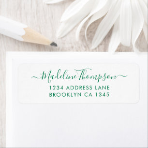 Simple Basic Green Elegant Script Girly Chic Label