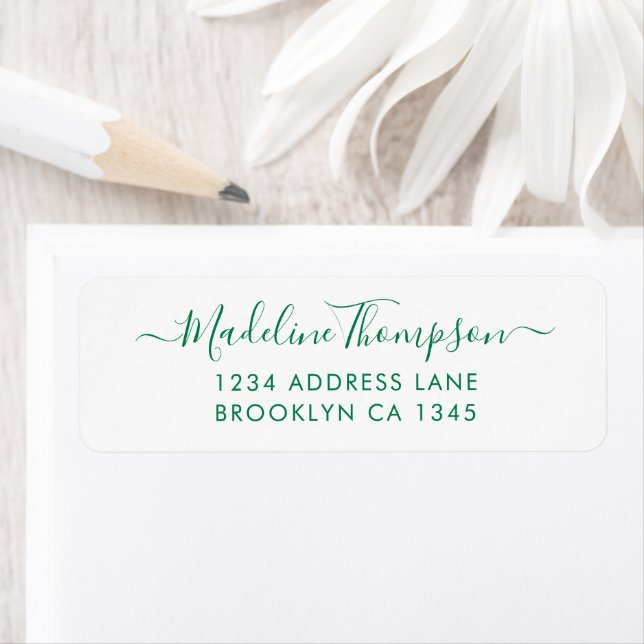 Simple Basic Green Elegant Script Girly Chic Label (Insitu)