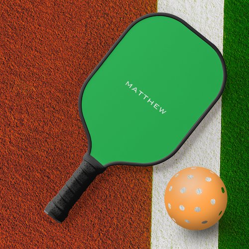 Simple Basic Green Monogram Name Pickleball Paddle