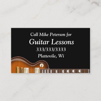 Simple Basic Guitar Lessons Business Card by wheresthekarma at Zazzle