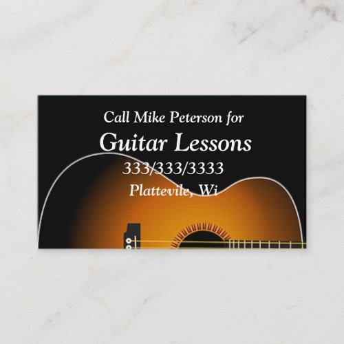 Simple Basic Guitar Lessons Business Card