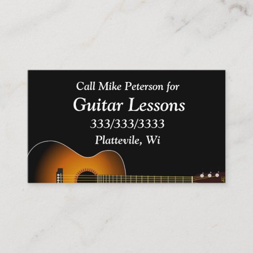 Simple Basic Guitar Lessons Business Card