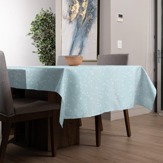 Simple Basic Light Blue and White Pattern Tablecloth (Blue and white snow speckles pattern festive tablecloth. )