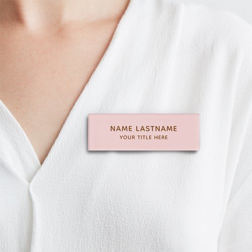 Simple Basic Minimal Blush Pink Modern Title Name Tag