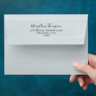 Simple Basic Minimalist Light Blue Calligraphy Envelope