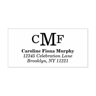 Simple Basic Modern 3 Monogram Custom Color Self-inking Stamp