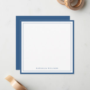 Simple Basic Navy Blue Border Stationery Note Card