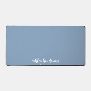 Simple Basic Pastel Blue Monogram for Ladies Desk Mat