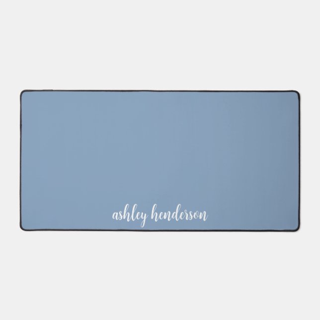 Simple Basic Pastel Blue Monogram for Ladies Desk Mat (Front)