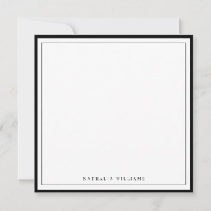 Simple Basic Personalize Black Border Stationery Note Card