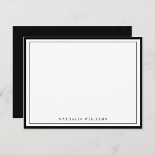 Simple Basic Personalize Black Border Stationery Note Card